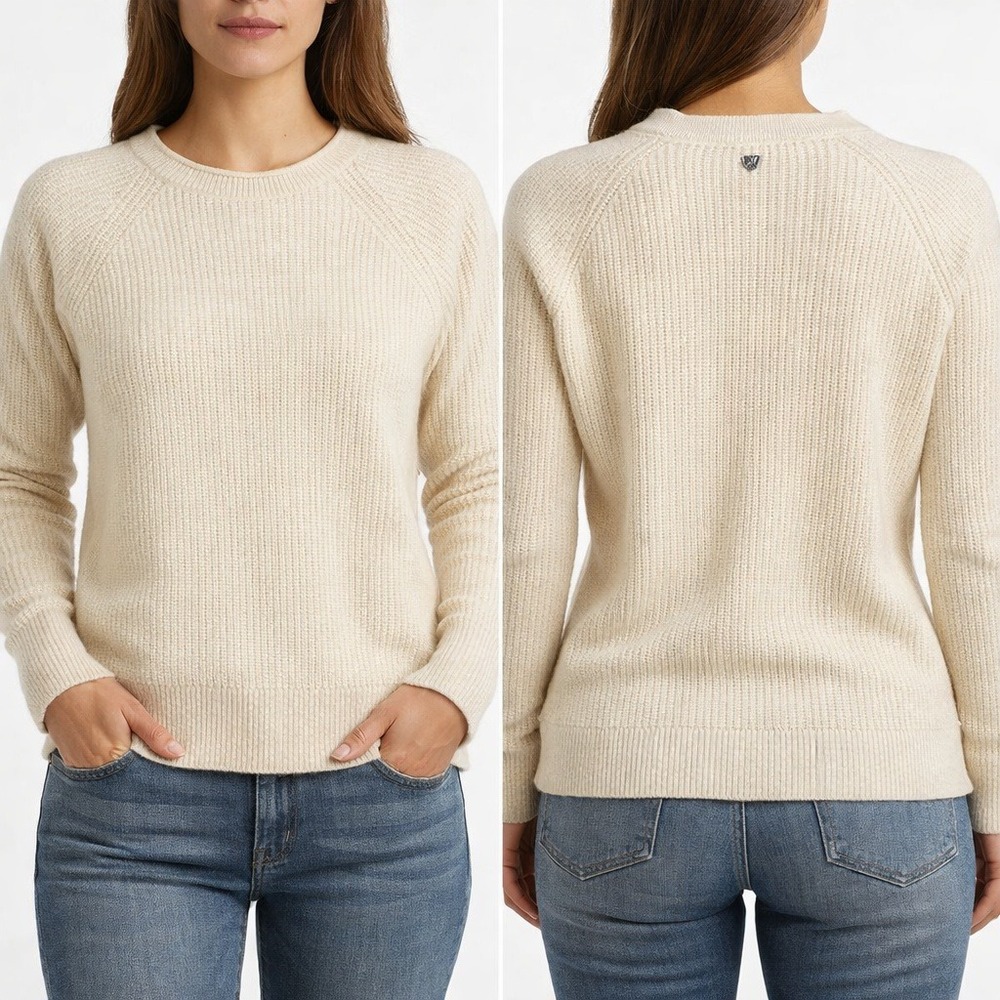 KUHL Womens‎ Sweater Cream Off White Wool Blend Knit Crew Neck Style 4422 Size M
